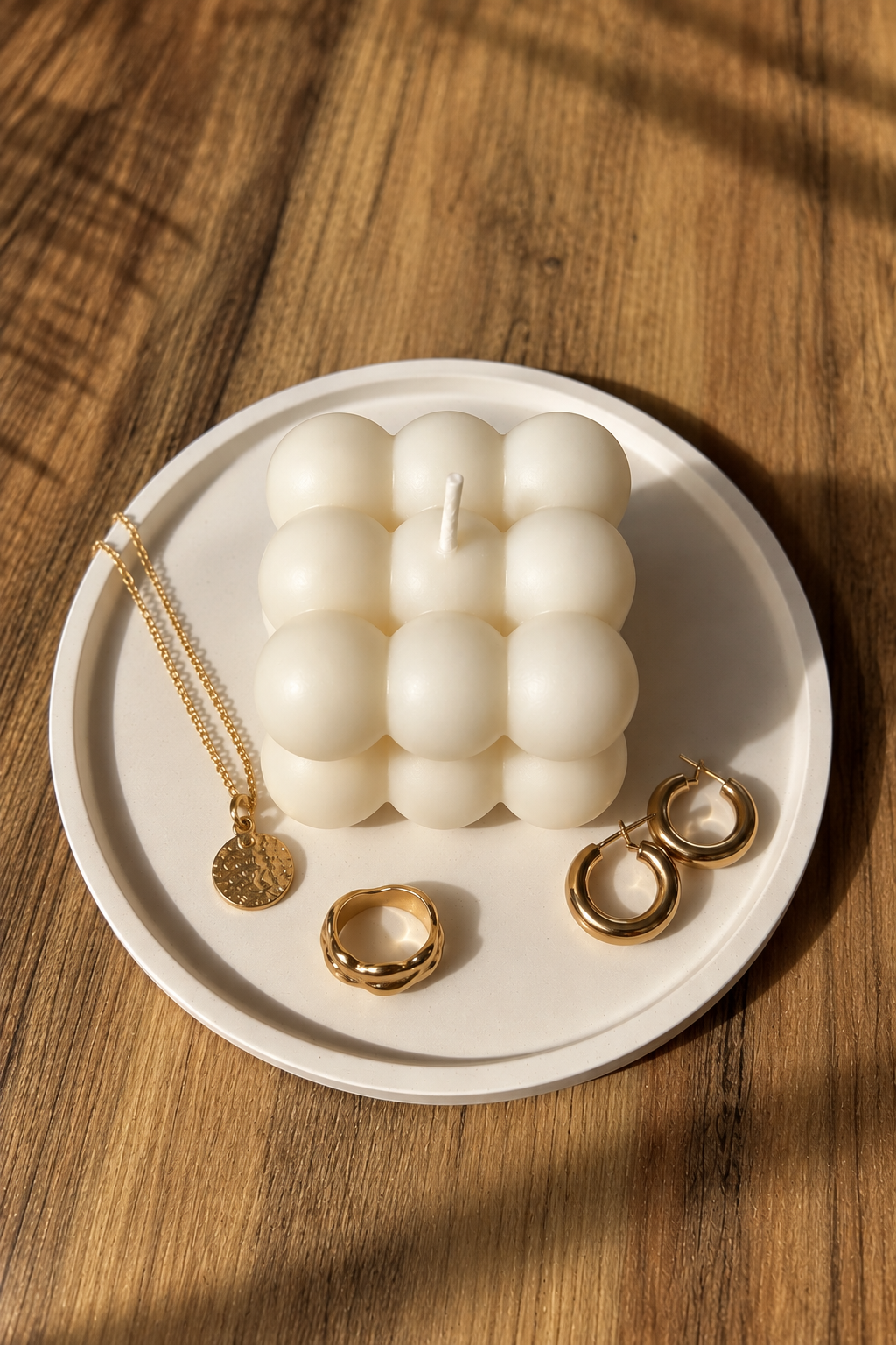 JESMONITE CANDLE ROUND TRAY