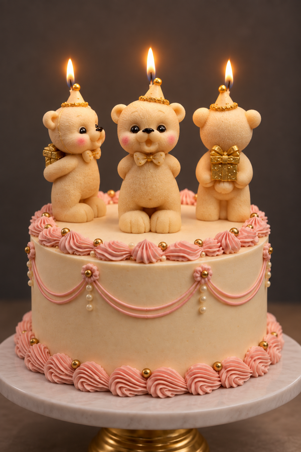 Teddy Bear Candle Birthday Cake Topper