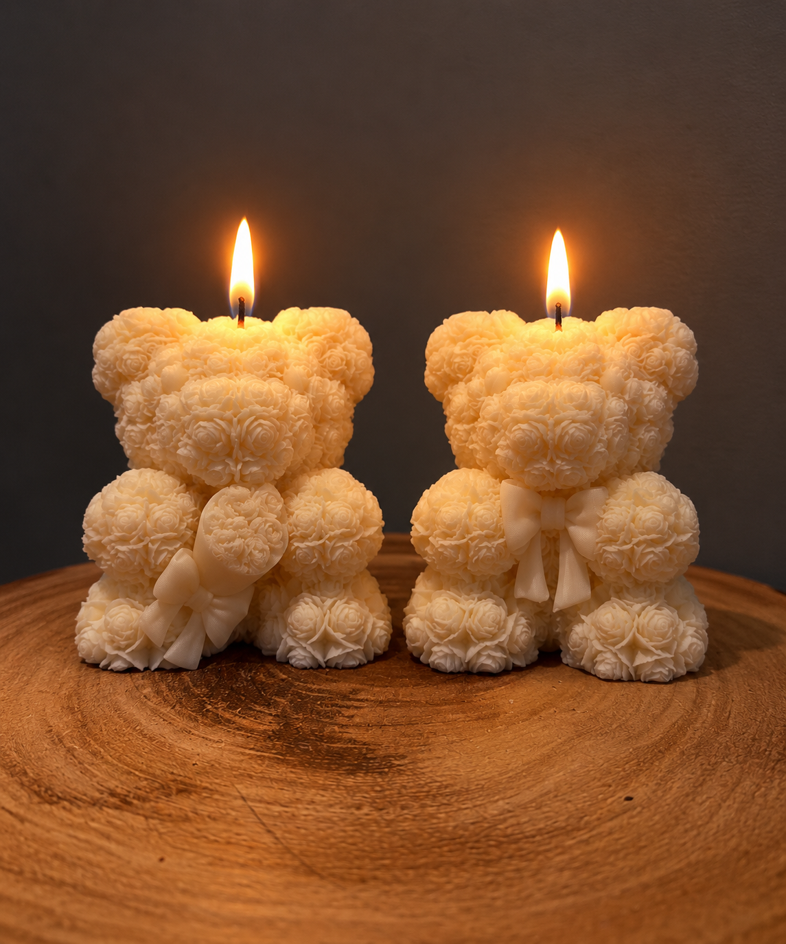 BOW & FLOWERS TEDDY BEAR candle