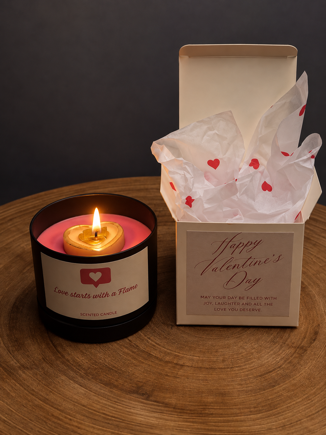 LOVE STARTS WITH A FLAME candle