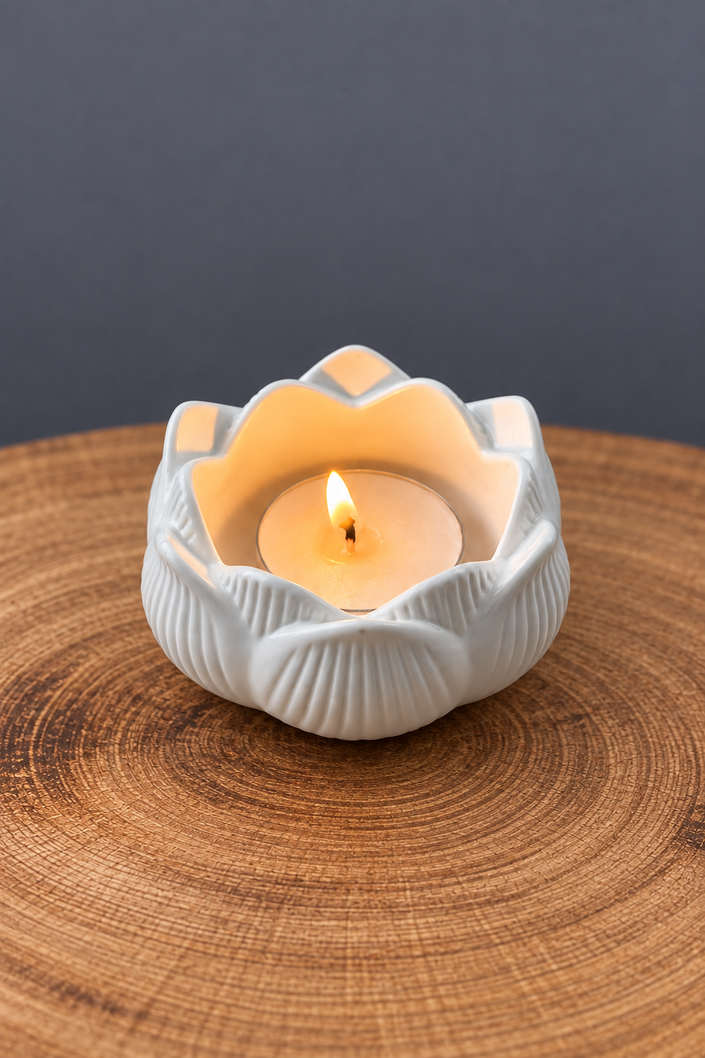 FLOWER TEALIGHT HOLDER  ( one tea light included )