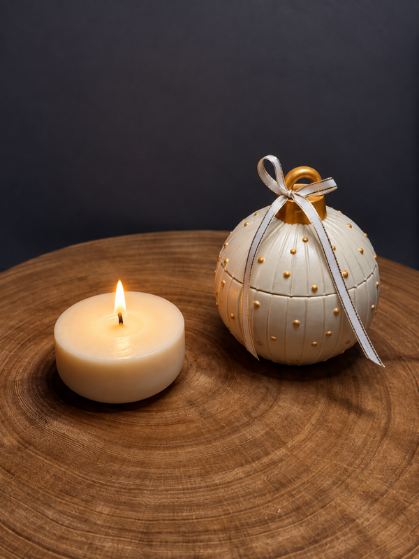 CHRISTMAS PEARL TWINKLE BAUBLE candle container & refill