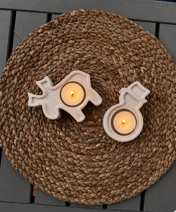 ELK & SNOWMAN duo tealight holder SALE