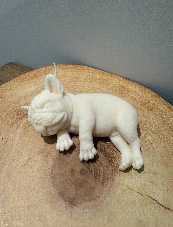 SLEEPY FRENCH BULLDOG dog candle