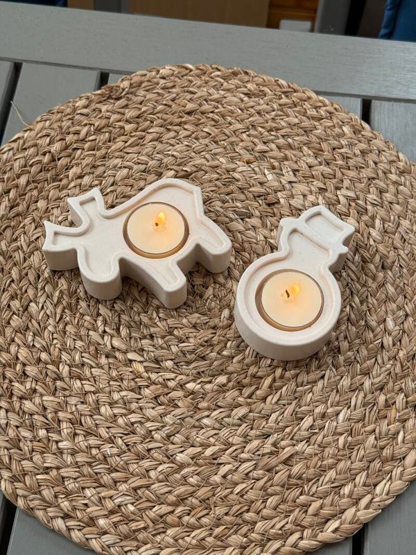 ELK & SNOWMAN duo tealight holder ( two tealights included )