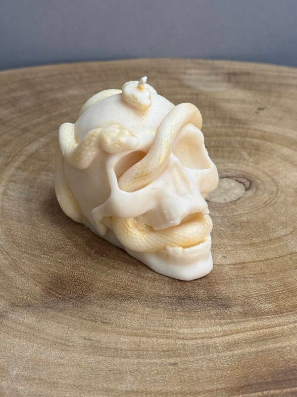 SKULL WITH SNAKE candle SALE