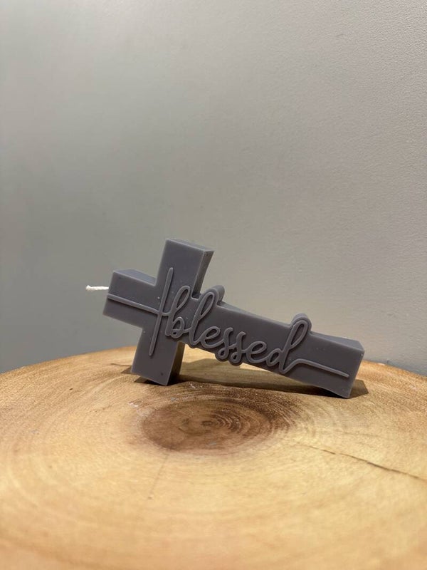 " I AM BLESSED" CROSS candle