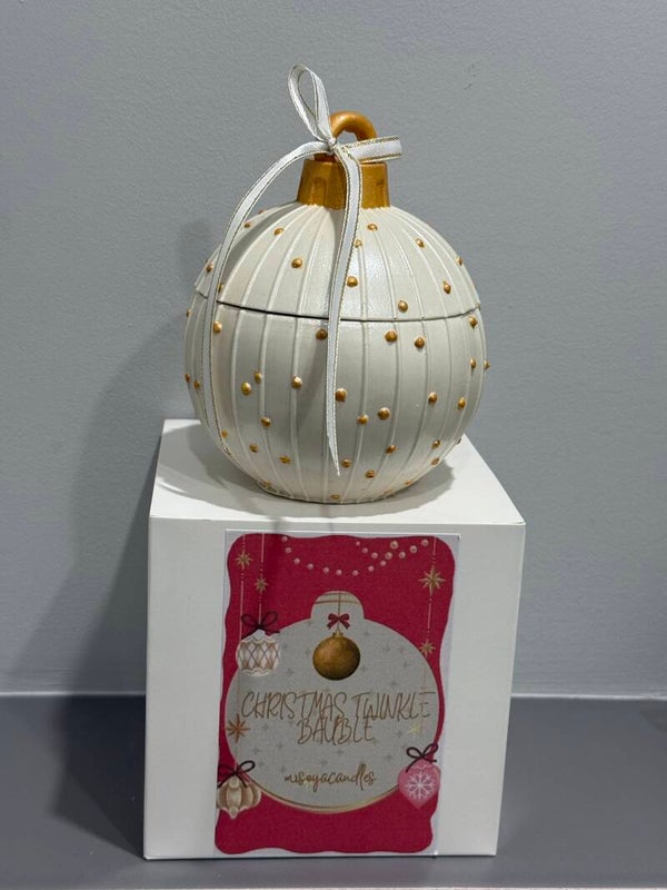 CHRISTMAS PEARL TWINKLE BAUBLE candle container & refill