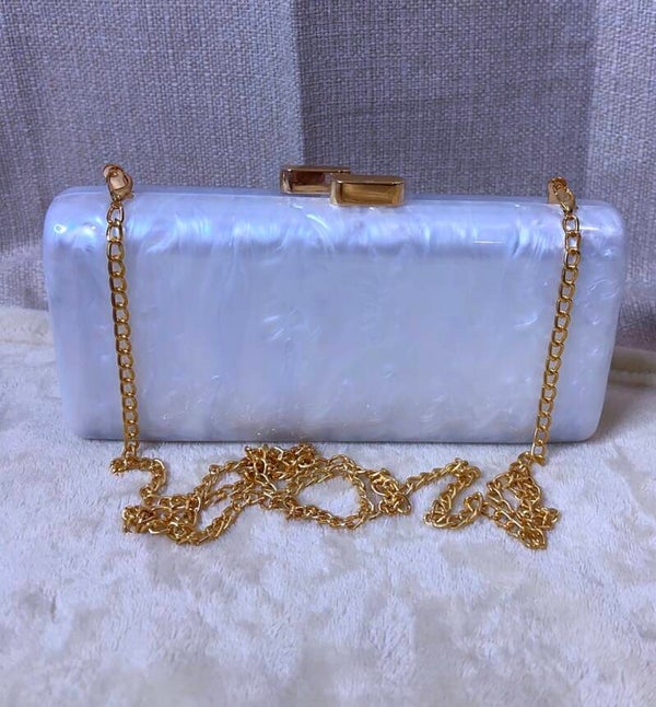 White marble evening clutch bag