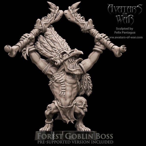 Forest Goblin Boss two hands weapons