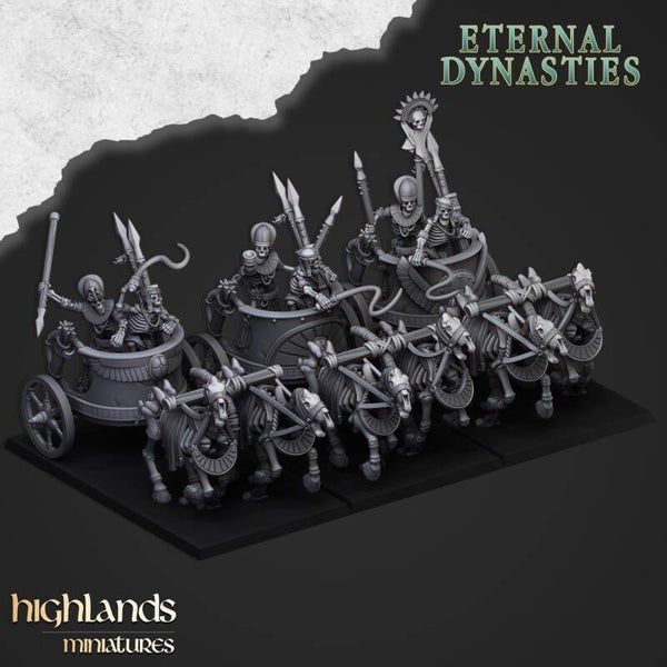 Ancient Skeletal Chariots x3