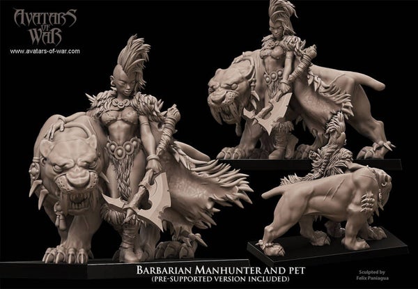 Barbarian Manhunter avec le familier Sabertooth