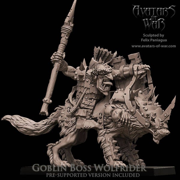 Goblin Boss Wolfrider spear and shield