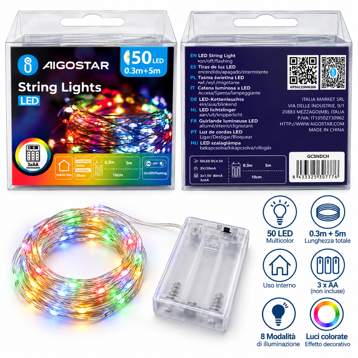 SPECIALE NATALE - Aigostar – Catena luminosa LED 50 luci, 5 m