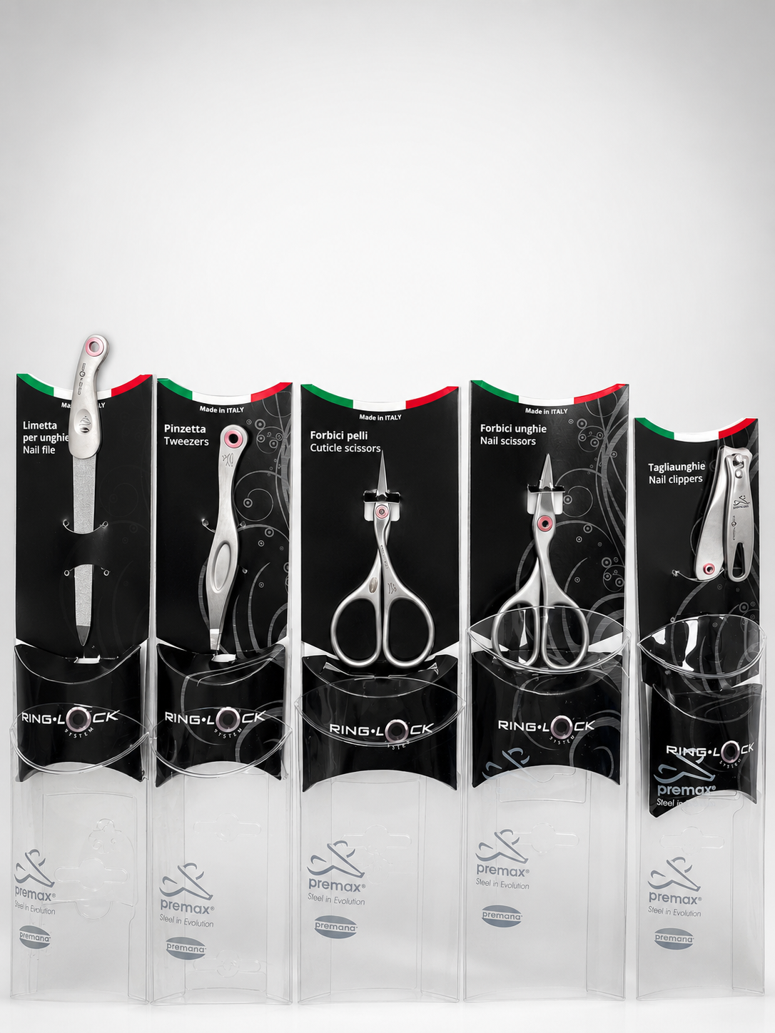 KIT 5 PEZZI PER LA CURA PERSONALE IN ACCIAIO INOX
