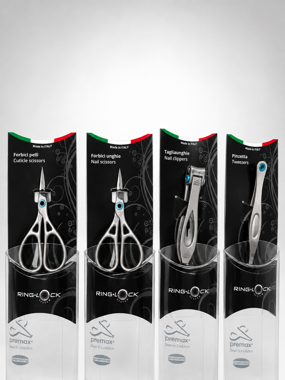 KIT DA 4 PZ PER LA CURA PERSONALE IN ACCIAIO INOX