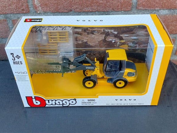 Bburago Volvo L25W yellow/grey met lepels