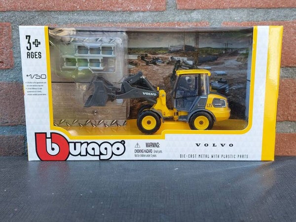 Bburago Volvo L25W yellow/grey met bak