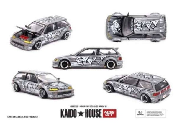 MiniGT 1987 Honda Civic (EF) Kaido Manga V1, grey/white nr. KH260