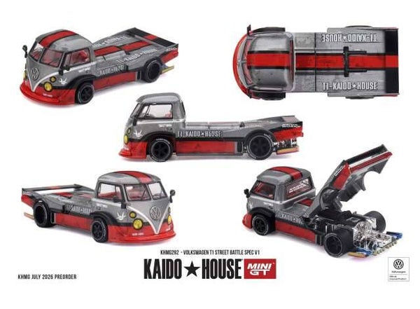 MiniGT 1972 Volkswagen T1 Pickup Street Battle Spec V1, grey/red nr. KH292