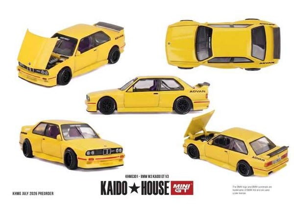MiniGT 1989 BMW M3 (E30) Kaido GT V3, yellow KH301