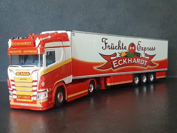 Tekno Eckhardt Scania Next Gen S-serie 4x2 met 3 assige koeltrailer