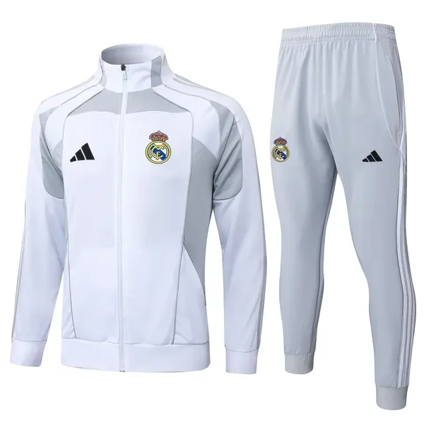 Real Madrid White/Gray Full-Zip Tracksuit