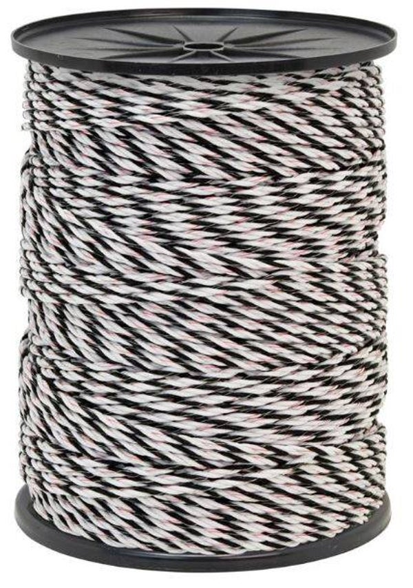 Topkwaliteit schrikkoord 6mm zwart/wit/rood 400m