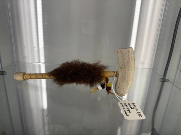 Antler and leather oeace pipe ft buffalo furr$60