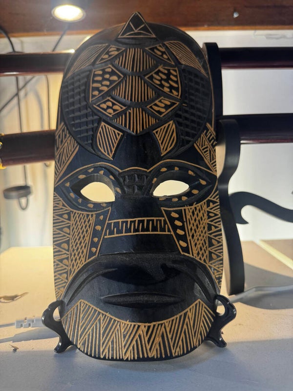 Large tribal mask wooden carved $80
