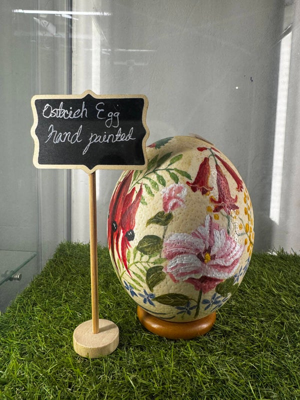Ornithology - hand painted ostrich egg