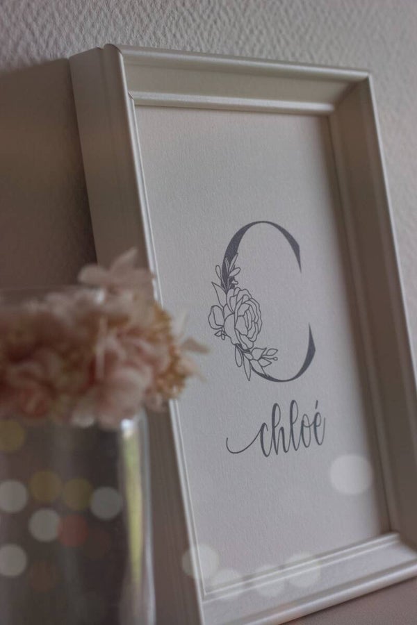 AFFICHE LETTRE FLEURIE ET PRENOM -MODÉLE CHLOÉ-