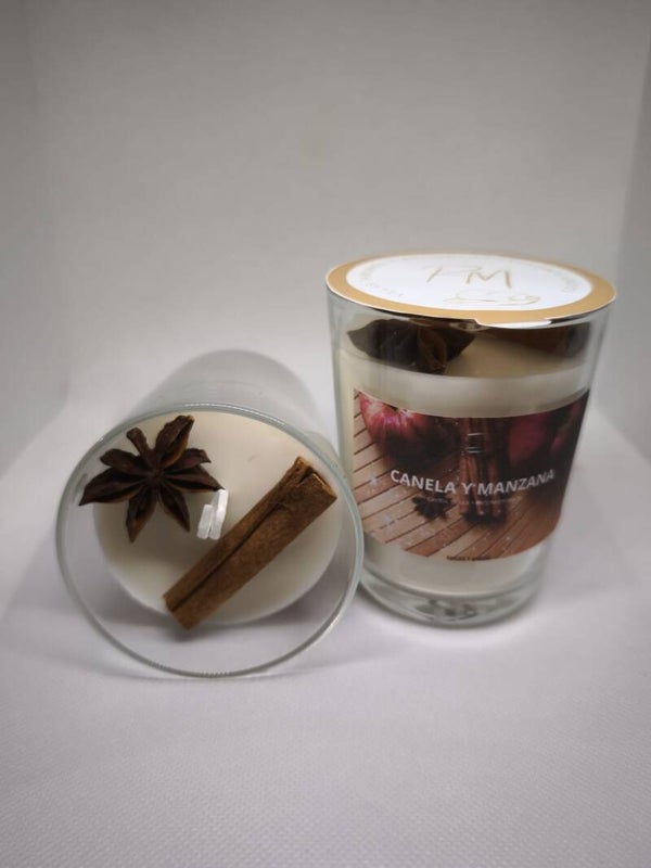 VELAS AROMATICAS DE MANZANA Y CANELA