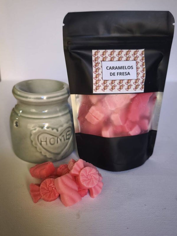 WAX MELTS CARAMELOS DE FRESA + QUEMADOR