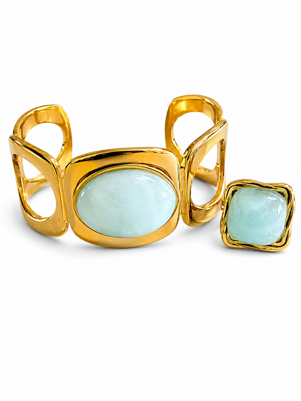 Combo bracciale in acciaio regolabile e anello abbinato regolabile