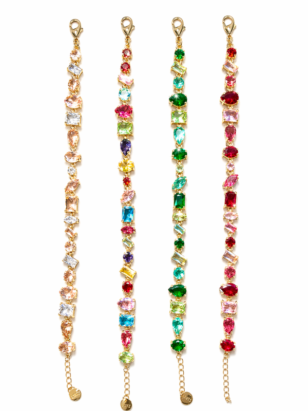 bracciale con zirconi colorati regolabile in acciaio