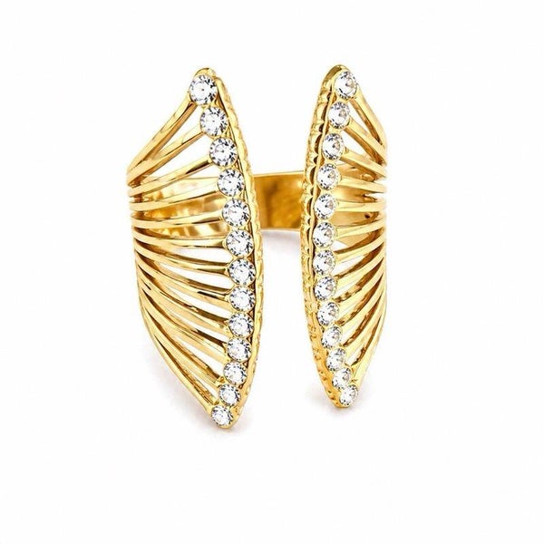 anello ali in acciaio e zirconi