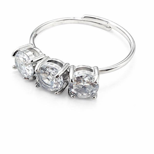 Anello trilogy regolabile in acciaio e zirconi