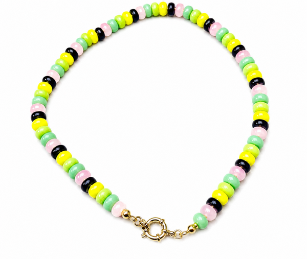 collana in pietre naturali e acciao inossidabile