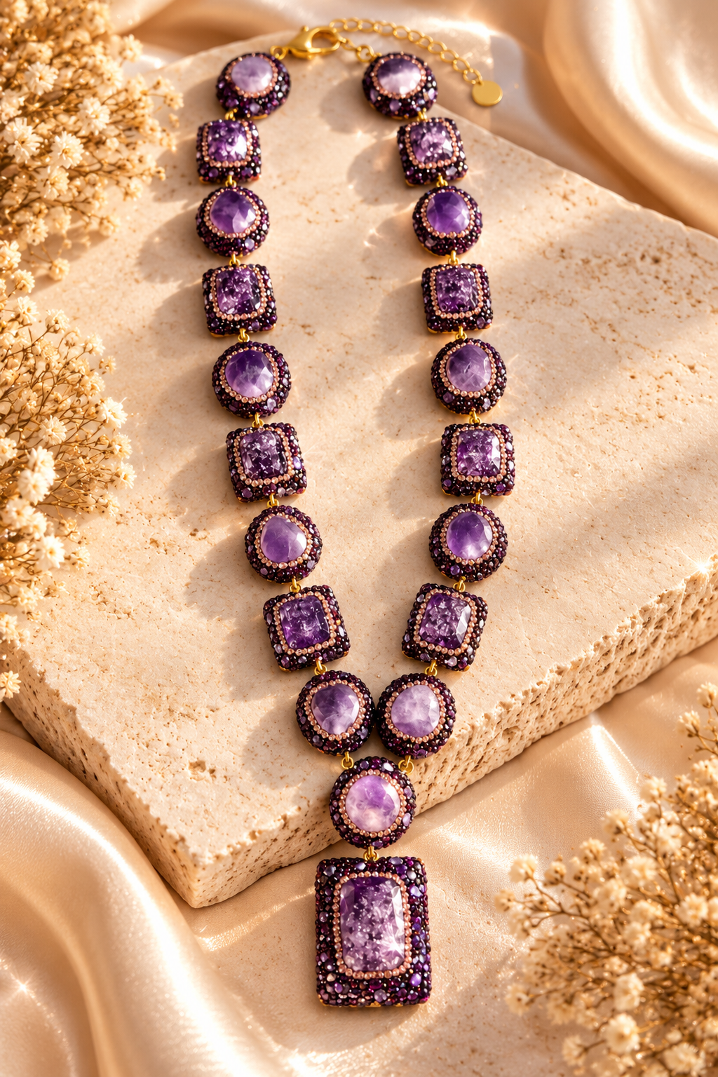 Collana lunga ANDROMEDA con AMETISTA