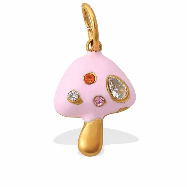 charm funghetto rosa in acciaio inossidabile