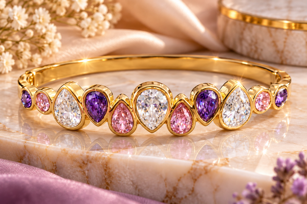 Bracciale in acciaio con cristalli pastello
