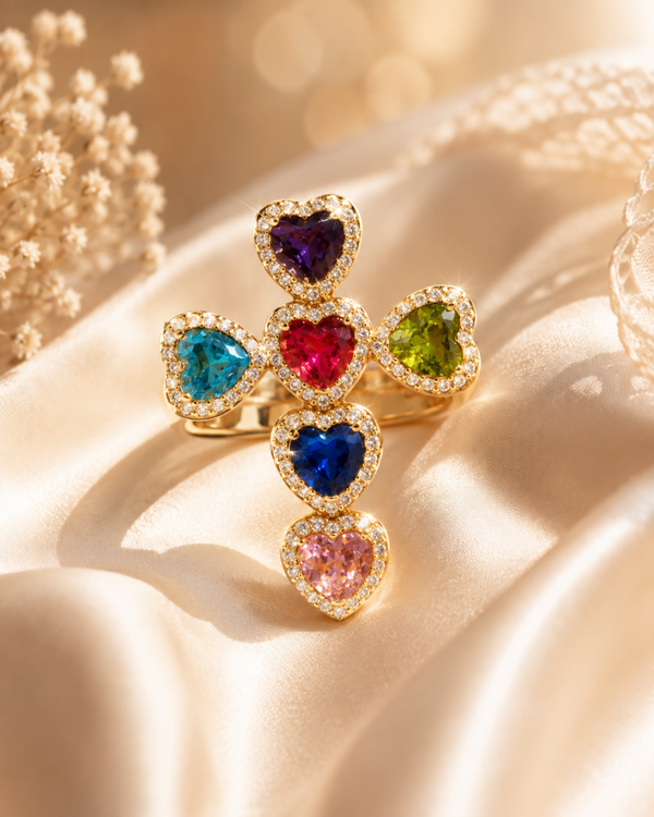 Anello FEDE in acciaio inossidabile e zirconi , regolabile