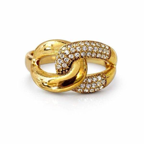 Anello nodo in acciaio regolabile con zirconi