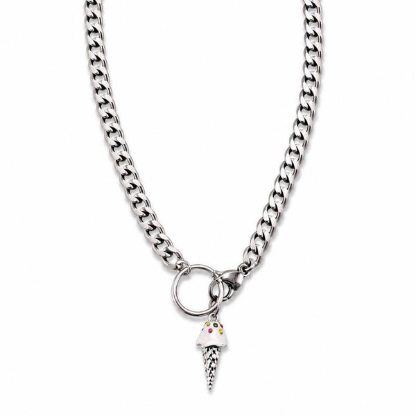 Collana in acciaio con charm cono gelato