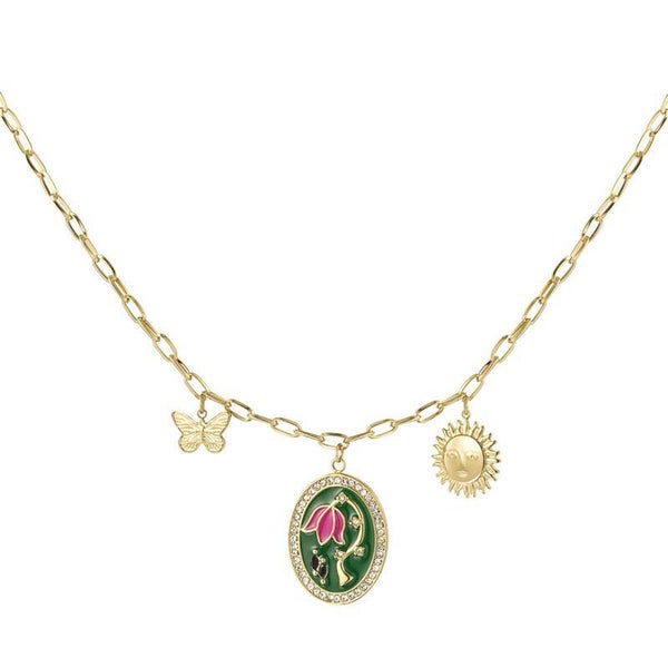 collana con charms in acciaio inossidabile
