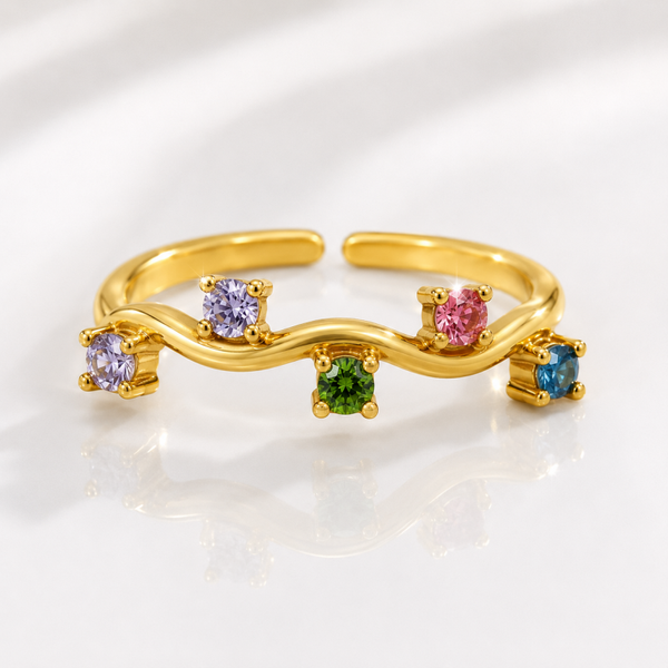 Anello LUMOS in acciaio inossidabile, regolabile con zirconi