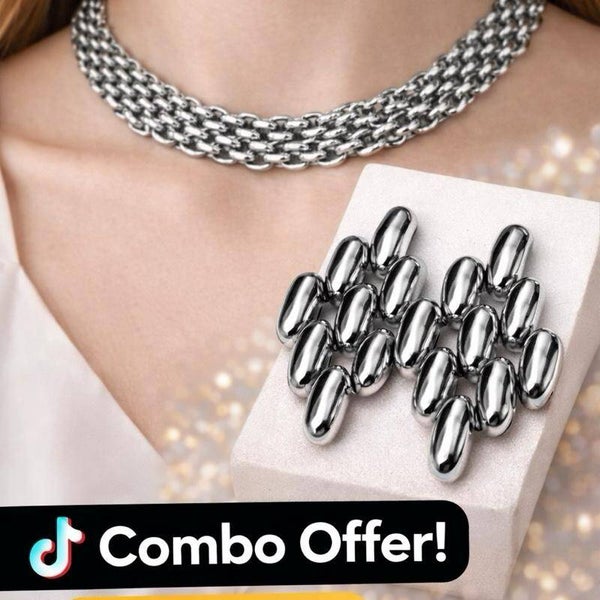 Combo collana e orecchini in acciaio silver
