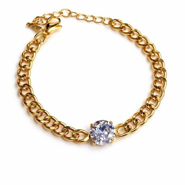 bracciale diva regolabile in acciaio con zircone centrale