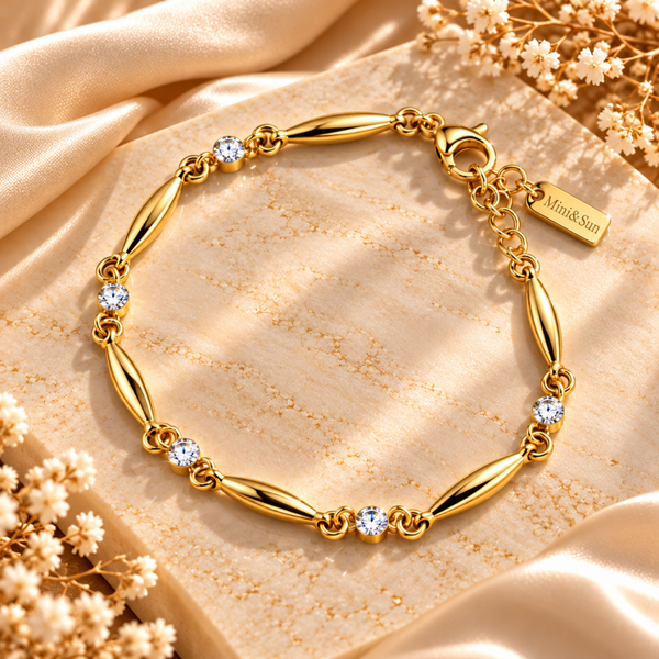 Bracciale ondina con zirconi , regolabile in acciaio